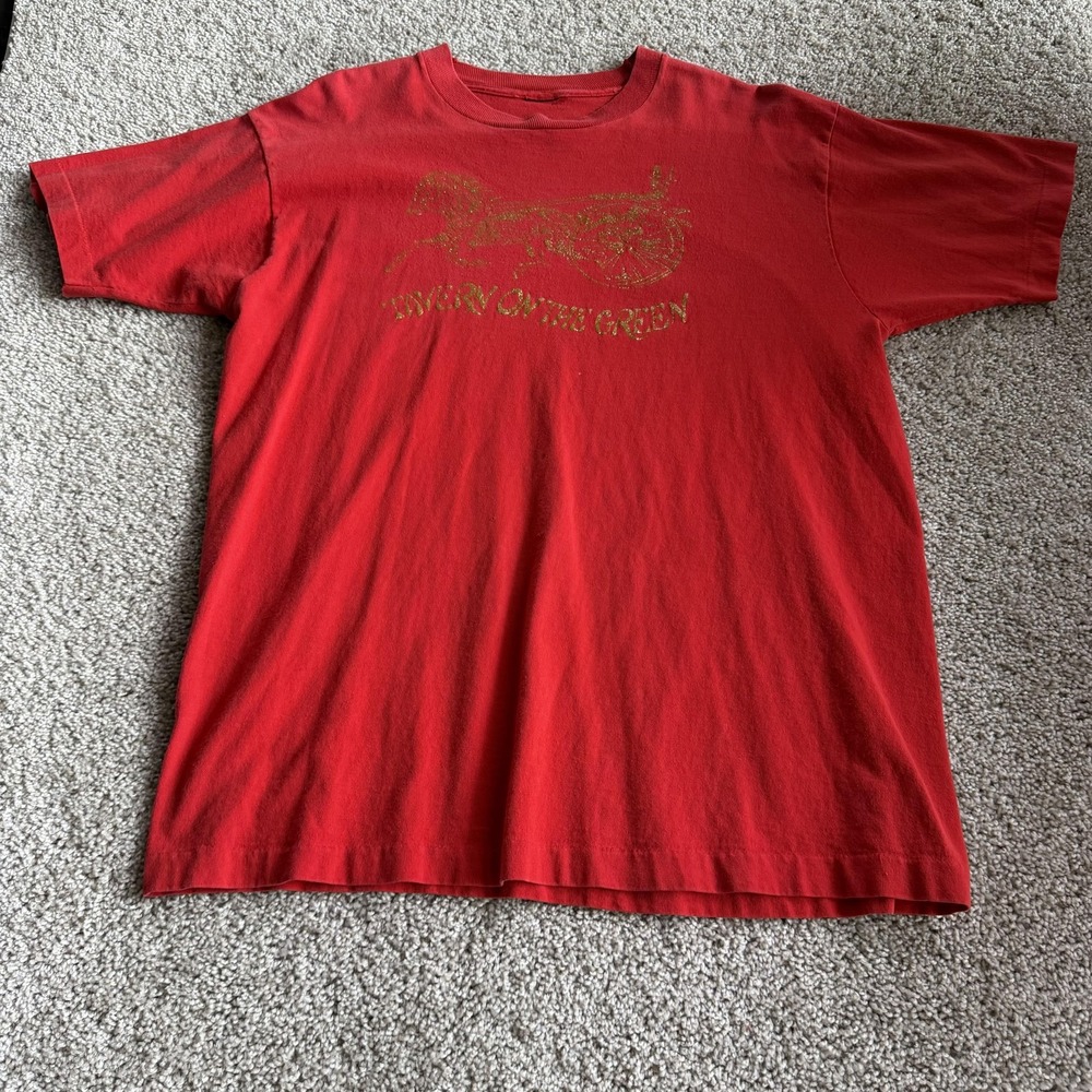 Vintage Tavern On The Green Shirt Mens Large Red Glitter Carriage Tee T-Shirt